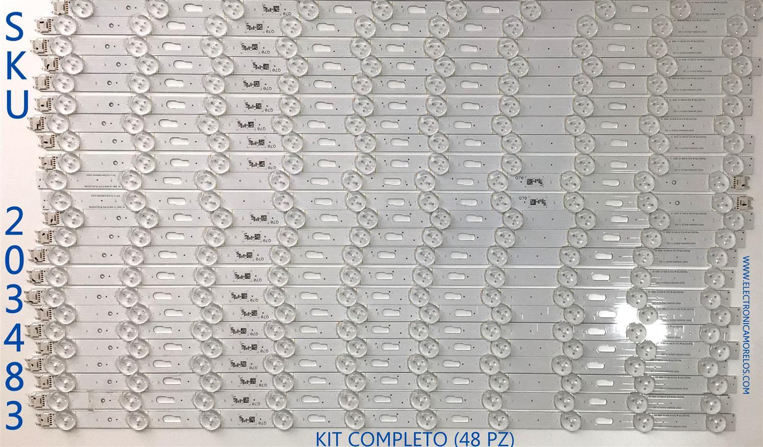 KIT DE LED'S PARA TV SAMSUNG (48 PIEZAS) / NUMERO DE PARTE BN96-48107A / L1 Q70 H2 FAM S5(2) R1.2 SBQ 100 LM41-00731A / 48107A / PANEL CY-TR082FLLV2H / MODELOS QN82Q7DRHFXZA / QN82Q70RAFXZA FA01